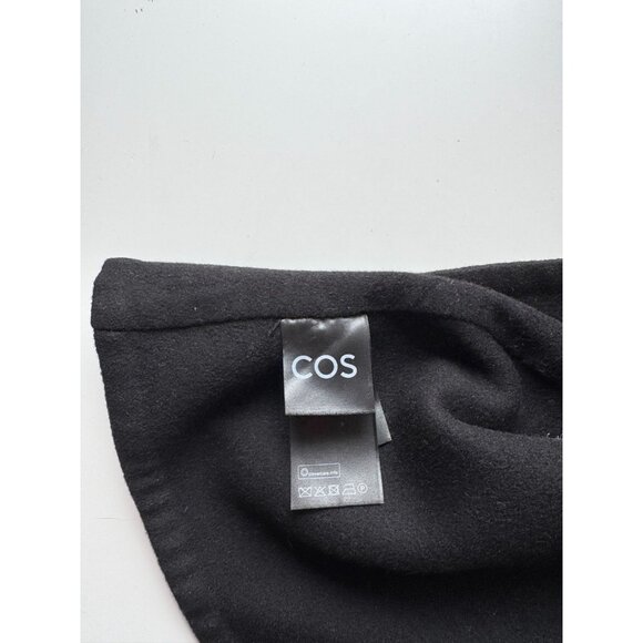 COS Black Wool Lyocell Blend Felt Front Button Mini A-Line Wrap Skirt, Size 34 - Picture 9 of 11